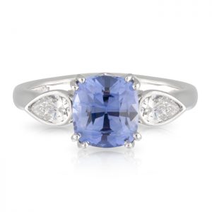 Cushion Ceylon Sapphire Pear Shoulders Engagement Ring