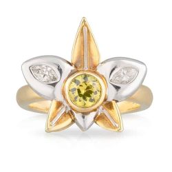 Yellow Sapphire Flower Ring