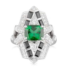 Tsavorite Black Spinel Ring
