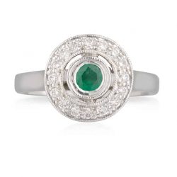 Round Emerald Round Bezel Ring