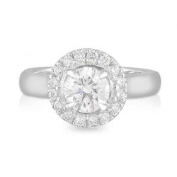 Round Diamond 4 Claw Halo Ring