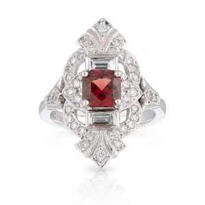 Red Spinel Art Deco Ring