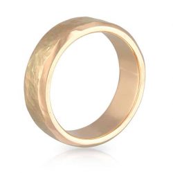 Gents Wedder Yellow Gold Hammer Ring