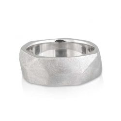 Gents Wedder White Gold Hammer Ring