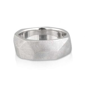Gents Wedder White Gold Hammer Ring