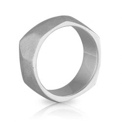 Gents Wedder White Gold Hammer Ring