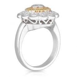Double Halo Yellow Diamond Daisy Ring