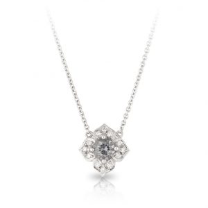 Grey Spinel Clover Diamond Pendant