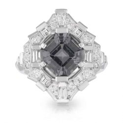 Grey Spinel Diamond Ring