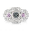 Grey Spinel Ceylon Pink Sapphire Diamond Ring