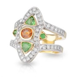 Tammy Orange Sapphire Tsavorite Garnet Ring