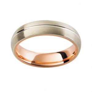 Gents White & Rose Wedding Band