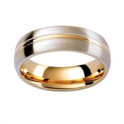 Gents White & Yellow Gold Wedding Band