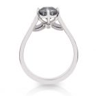 Hex cut grey spinel and diamond engagement ring