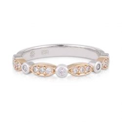 Ladies Rose and White Gold Diamond Art Deco Wedding Band