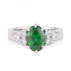 Oval Tsavorite Garnet Diamond Dress Ring