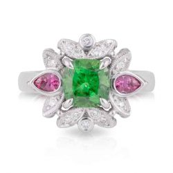 Tsavorite Garnet Pink Spinel Ring