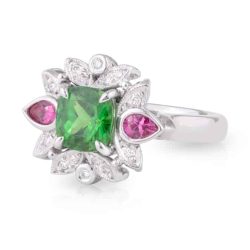 Tsavorite Garnet Pink Spinel Ring