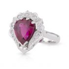 Pear Rubellite Diamond Ring