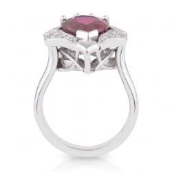 Pear Rubellite Diamond Ring