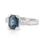 Emerald Parti Sapphire and Tapered Baguette Diamond Engagement Ring