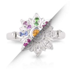 Spinning Engagement Ring with Coloured Gems and Diamonds