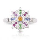 Spinning Engagement Ring with Coloured Gems and Diamonds