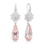 18ct White Gold Transitional Tear Drop Morganite and Diamond Earrings.