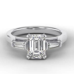 Emerald Cut Diamond with Tapered Baguette Diamond Shoulders Engagement Ring