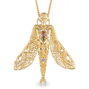 Yellow Gold Dragonfly Lady Pendant and Brooch