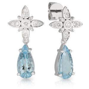 Transitional Diamond and Aquamarine Earrings