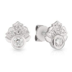 9ct White Gold Art Deco Diamond Studs