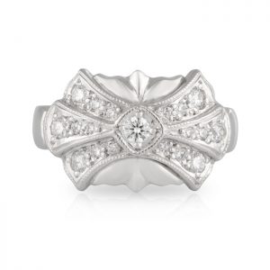 18ct White Gold Diamond Art Deco Bow Ring