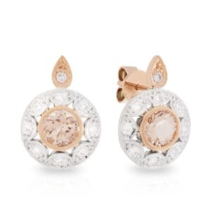 Olivia Style Morganite and Diamond Earrings