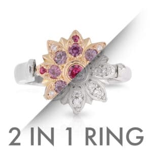 2-in-1 Spinning Flower Ring with Pink/Purple Spinels and Diamonds