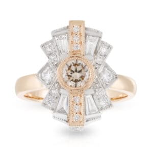 18ct Rose and Platinum Cognac Diamond Sunrise Engagement Ring