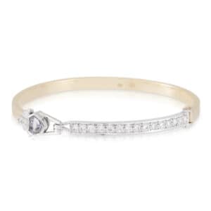 Asymmetrical Diamond and Shield Cut Grey Spinel Hinged Bangle