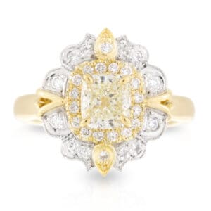18ct Yellow and White Gold Art Deco style Diamond Engagement Ring