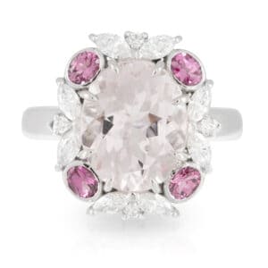 Oval Morganite Hot Pink Spinel and Diamond Dress Ring