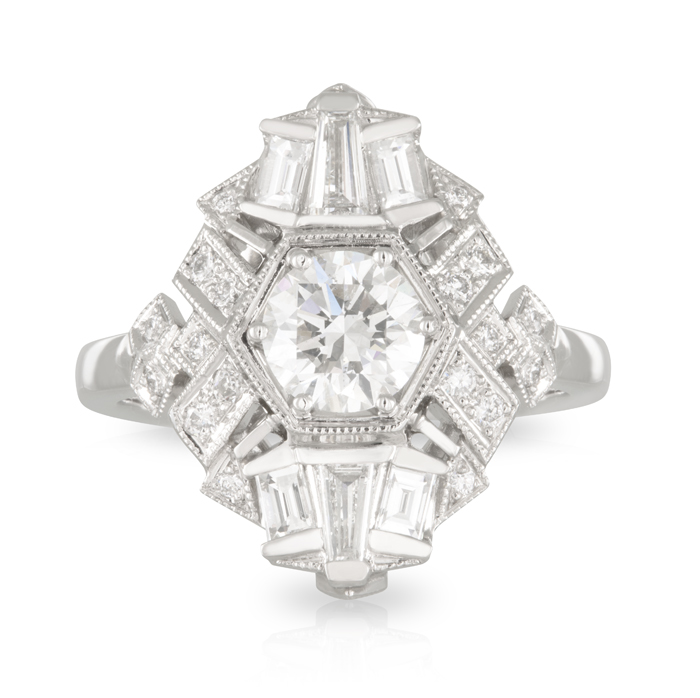 Diamond Art Deco Geometric Ring_Front