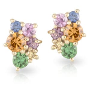 9ct White Gold Fruit Salad Mini Bubble Studs