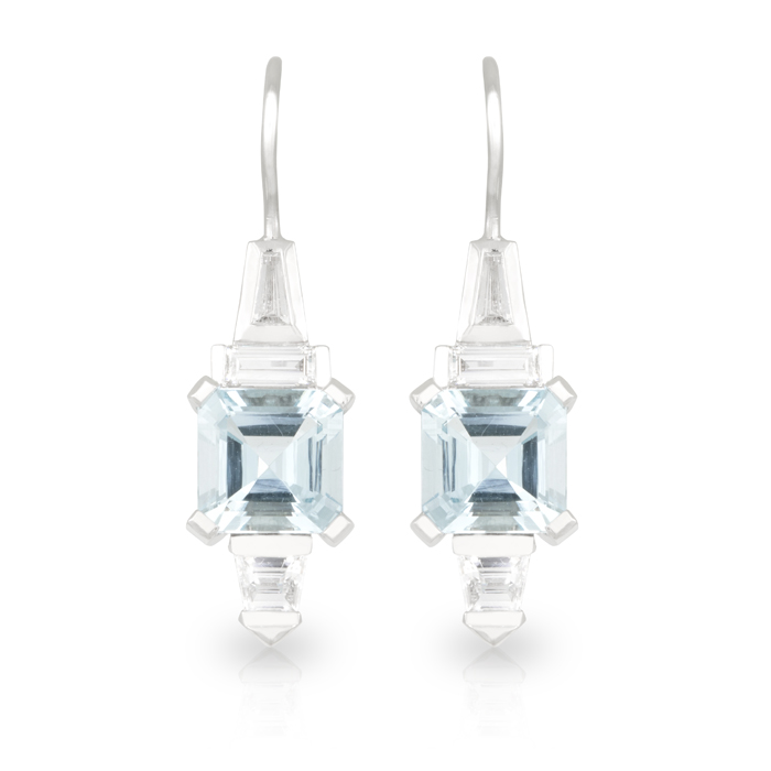 Aqumarine Diamond Drop Earrings