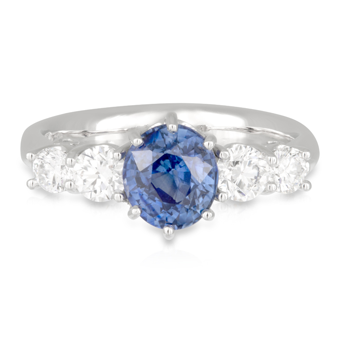 Blue Sapphire 5 Stone Ring_Front