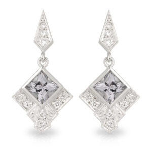 Metropolis Earrings - 18ct White Gold Grey Spinel and Diamonds