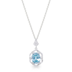 McKenzie Pendant - 9ct White Gold Blue Zircon and Diamond