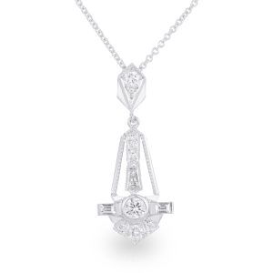 18ct White Gold Diamond Empire Pendant on an 18ct White Gold 1.3mm 45cm Trace Chain. TDW 0.76ct