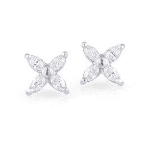 18ct White Gold 4=.41ct Marquis shaped Diamond Studs