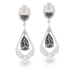 18ct White Gold 'Stellar' Earrings with Kite Pear shaped Grey Spinels, Cadi Cut Grey Spinels and Diamonds. TDW 0.46ct