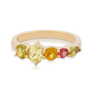 9ct Yellow Gold Sapphire and Spinel Stacker Ring