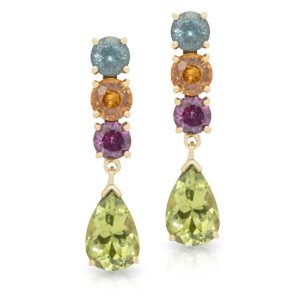 18ct Yellow Gold Apatite, Spessartite Garnet, Rhodolite Garnet and Peridot Drop Earrings